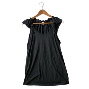 Wilfred Long Ruffle Black Sleeveless Top